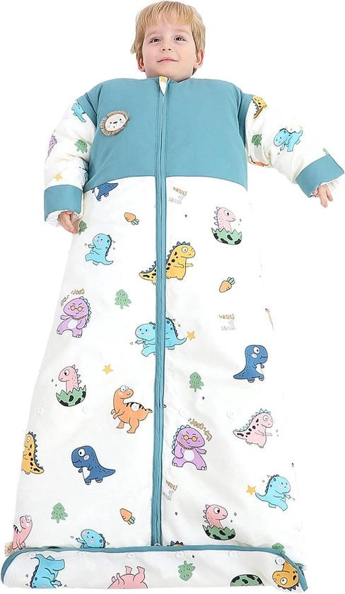 Zaino per bambini con maniche rimovibili - Cotone biologico - Design dinosauro - Taglia L