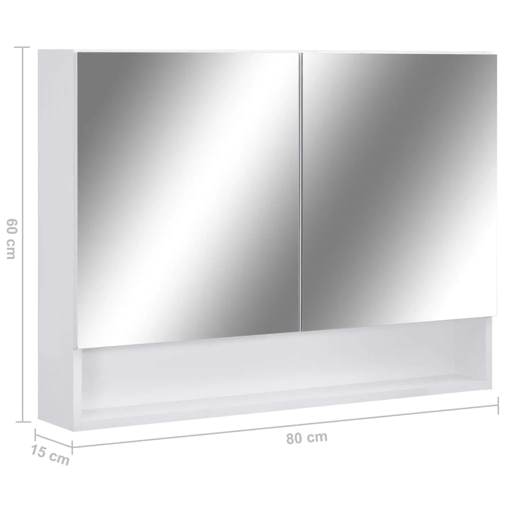 Mobiletto a specchio da bagno a LED 80 x 15 x 60 cm MDF bianco 02_0006728