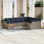 Set Divani da Giardino 10 pz con Cuscini Grigio in Polyrattan 3256621