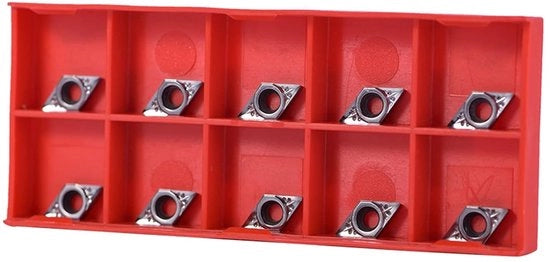 Inserti per taglio a CNC 10 pezzi - Punta carburo - Strumento per tornio - Taglio di alluminio/lega di rame - 12,7 x 7 mm - Inclusa scatola - Strumento per taglio