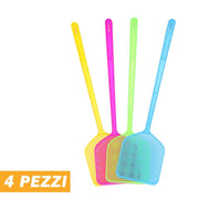Trade Shop - 4 Pz Paletta Abbattimosche Abbatti Mosche Scaccia Insetti Colori Assortiti 45 Cm -