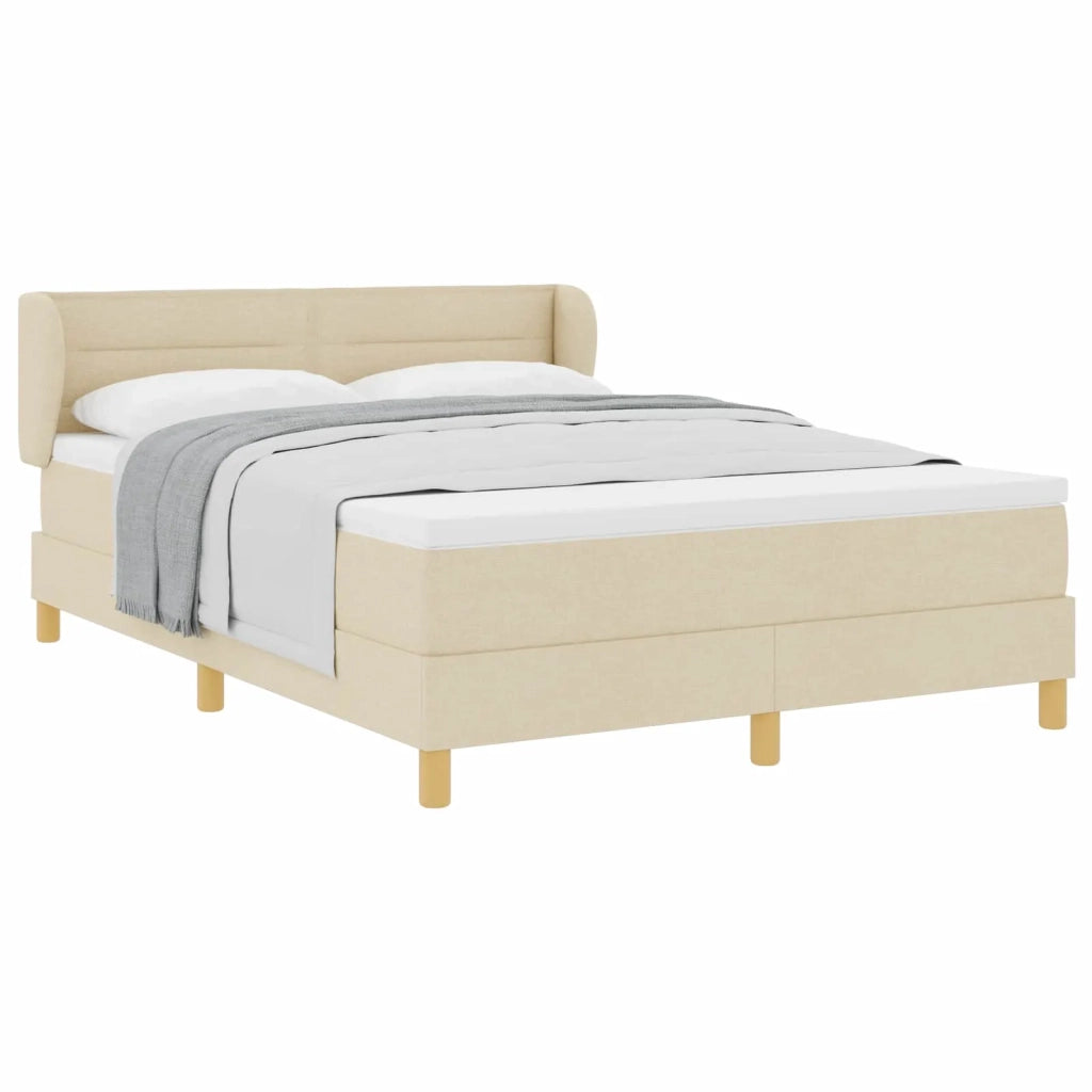 Letto a molle con materasso Crema 140 x 200 cm Tessuto 3340155
