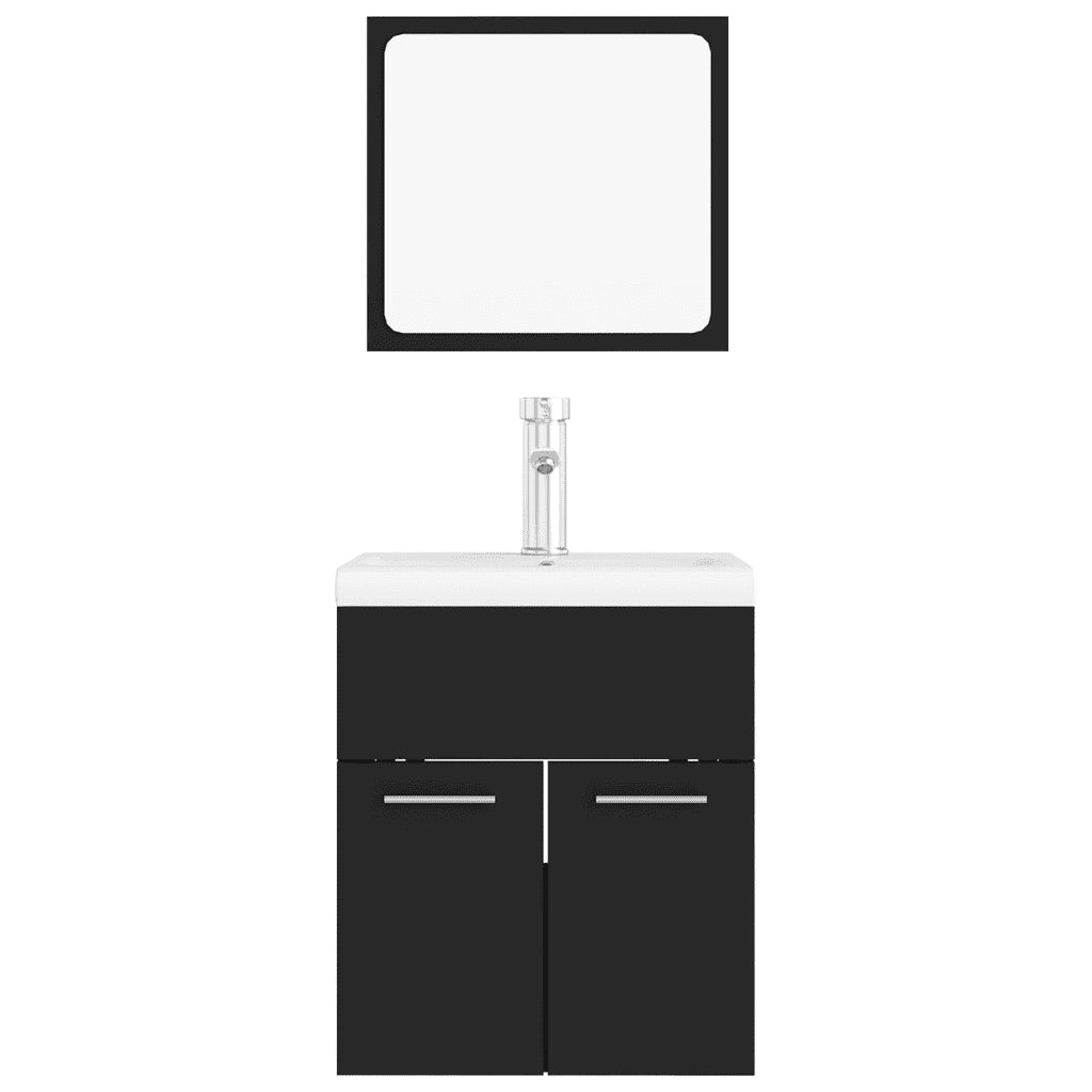 Set Mobili da Bagno Nero in Legno Multistrato