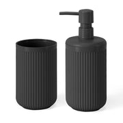 Set accessori bagno 2 pz con dispenser e portaspazzolino grigio cannettato Arizona