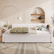 LETTO Daybed 140x200 cm bianco con letto estraibile, USB e Type-C