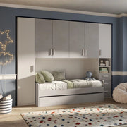 Cameretta a ponte Gilbert bianco opaco e gesso con 2 letti 293x5x240.5H