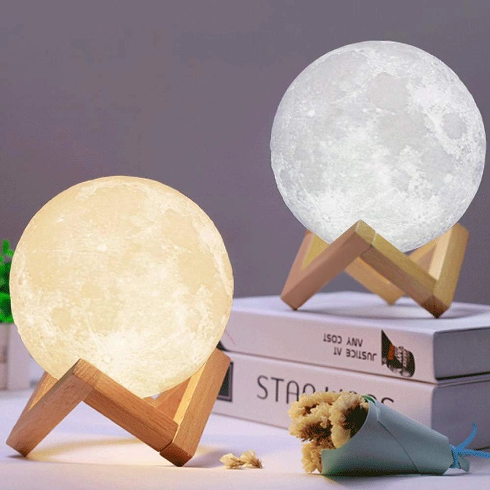 Trade Shop - Lampada Led 3d A Forma Di Luna Usb Luna Luce Regolabile Notturna Ricaricabile -