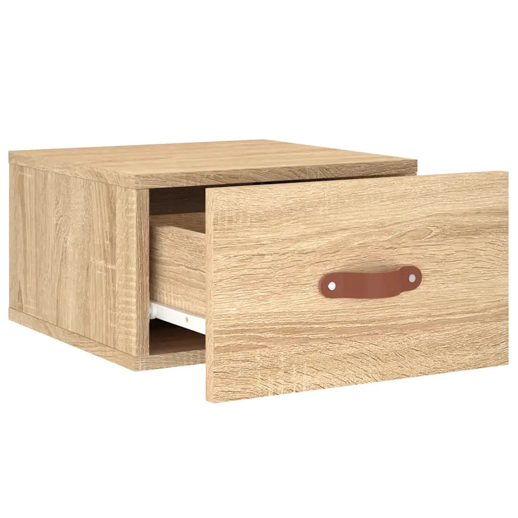 Comodino a Muro-Tavolino da notte sospeso Rovere Sonoma 35x35x20 cm 990245