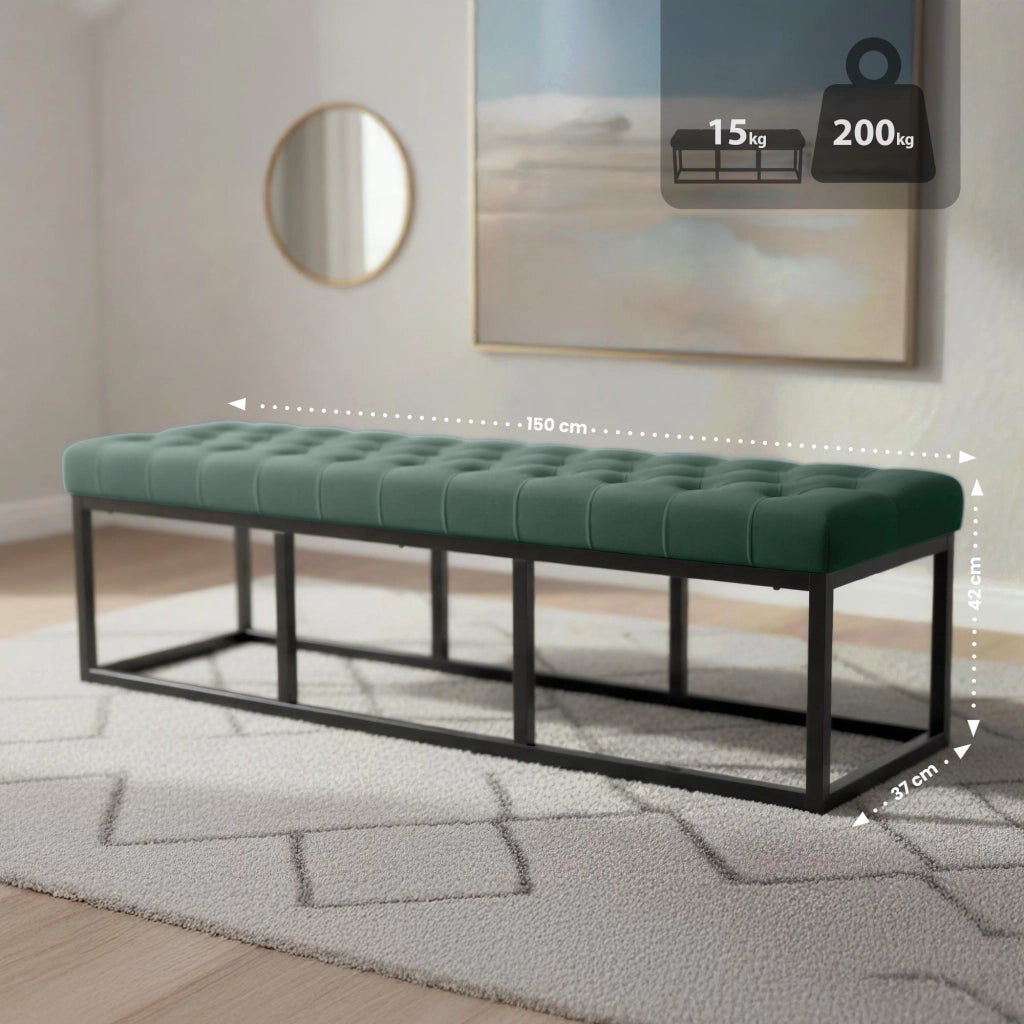 Panca Polson Velluto Nero 150 cm 1