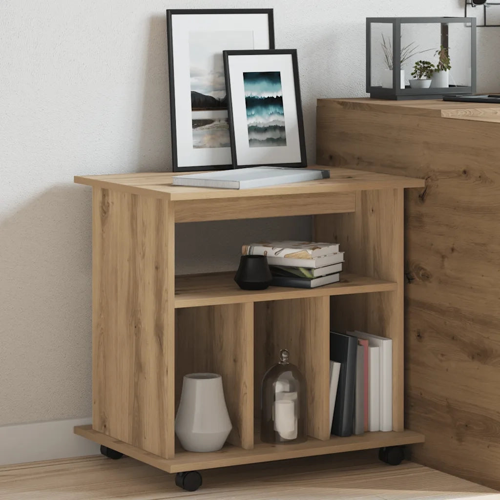 Armadietto con Ruote Rovere Artigianale 60x45x60 cm Truciolato 856663