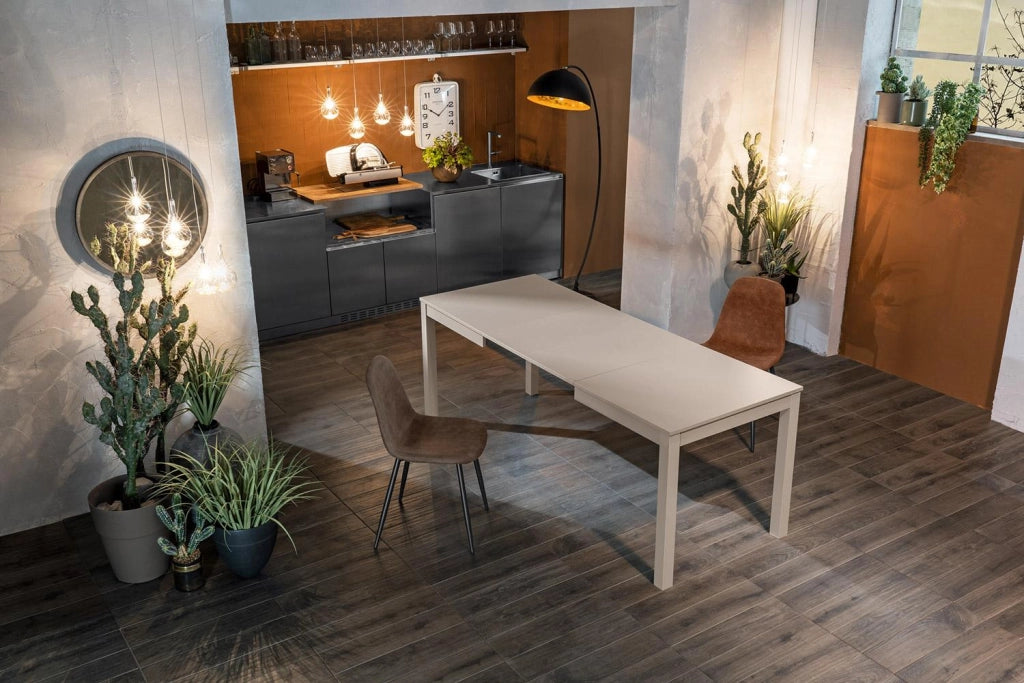 Tavolo Allungabile 130/210x80x76 cm in Legno Top in Melaminico Tortora