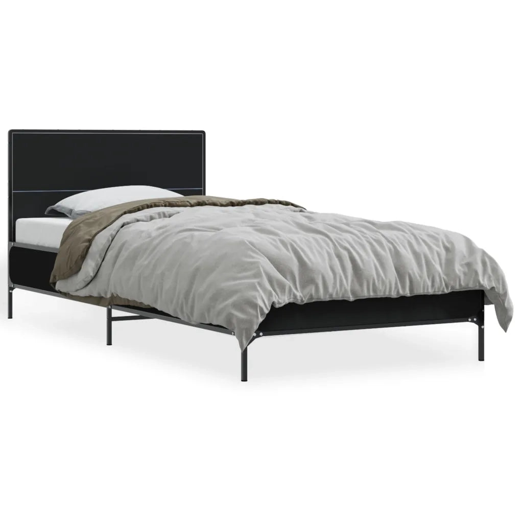 Giroletto-Struttura Letto Nero 100x200 cm in Legno Multistrato e Metallo 439761