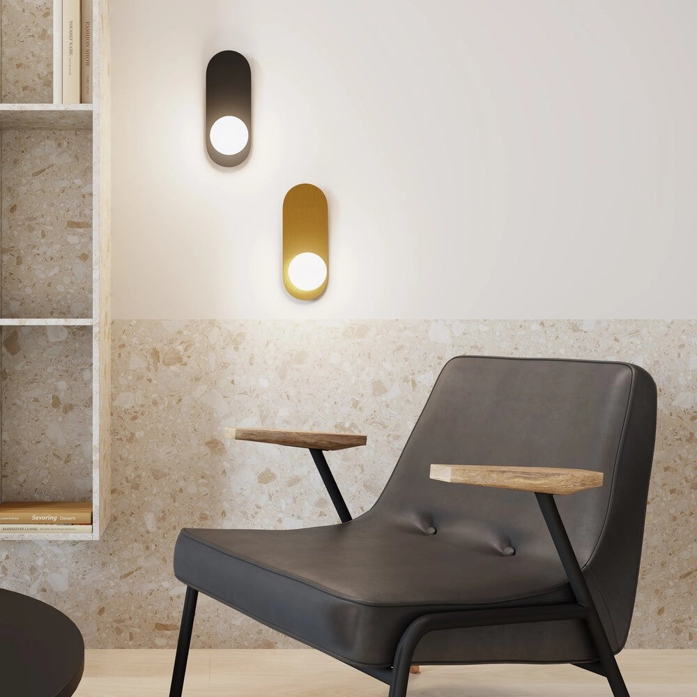 Applique ovale oro con sfera vetro bianco Bao Maytoni