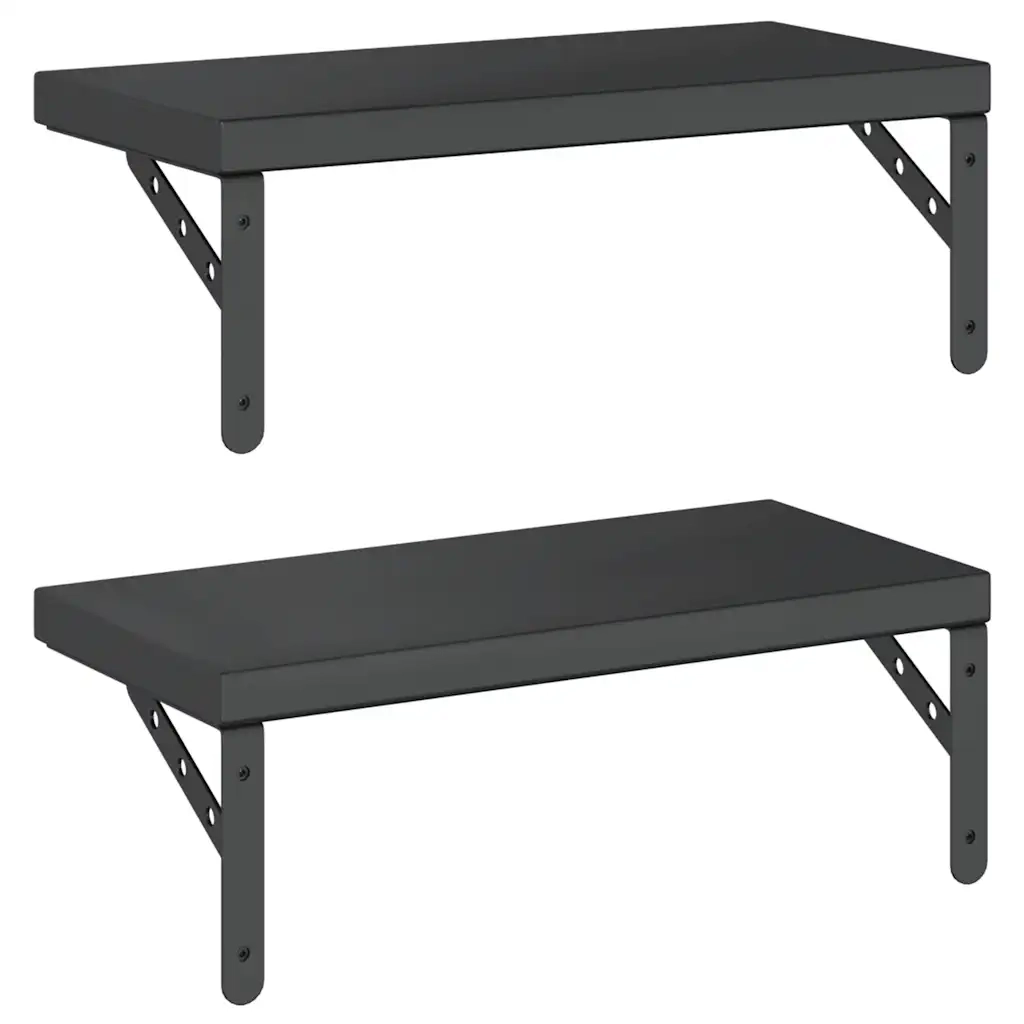 Mensole a Muro 2 pz 50x23,5 cm Nero in Acciaio Inossidabile 3214519