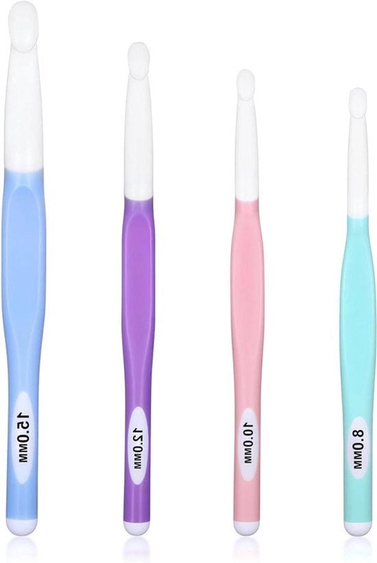 Set di ago da cucire a 4 pezzi multicolore con maniglie morbide - misure 8 mm, 10 mm, 12 mm, 15 mm