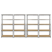 4 Scaffali in Acciaio Senza Bulloni Galwix Grigi Larghi 90cm per Magazzino e Box