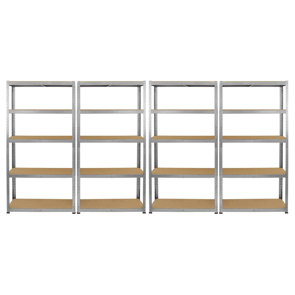 4 Scaffali in Acciaio Senza Bulloni Galwix Grigi Larghi 90cm per Magazzino e Box