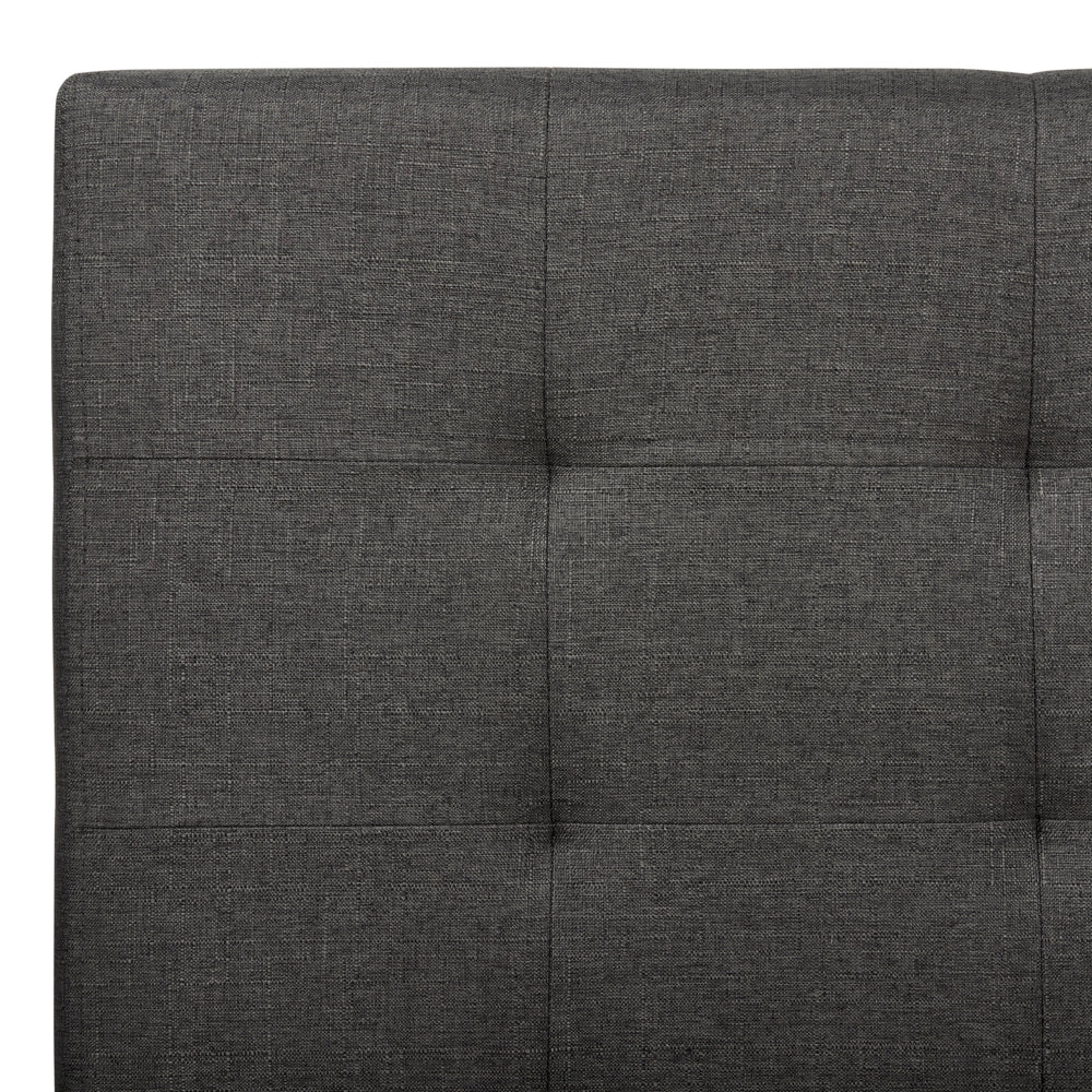 Letto imbottito tessuto grigio scuro rete a doghe testiera trapuntata 140 x 200 cm