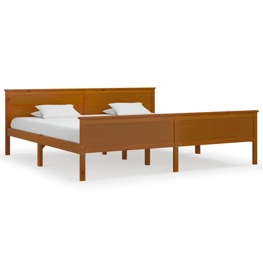 Letto matrimoniale | Letto per adulti | Giroletto senza Materasso Ambra in Legno di Pino 200x200 cm