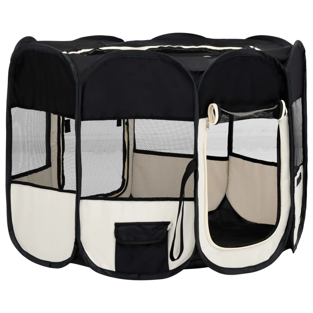 Box pieghevole per cani con borsa per il trasporto 90 x 90 x 58 cm nero 02_0001734