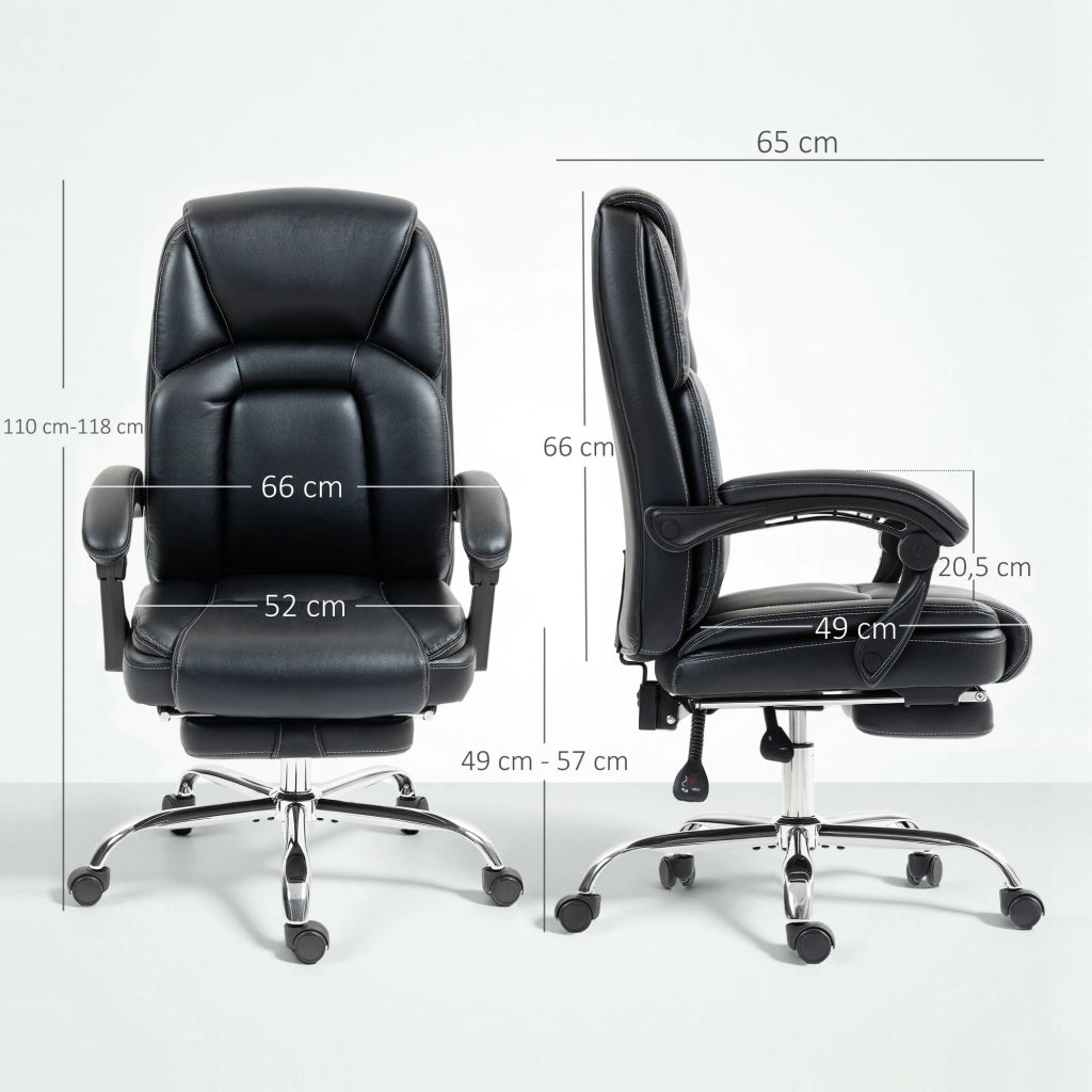 Sedia da Ufficio Reclinabile con Poggiapiedi ¨C Zephmum ¨C Pelle PU, Nero