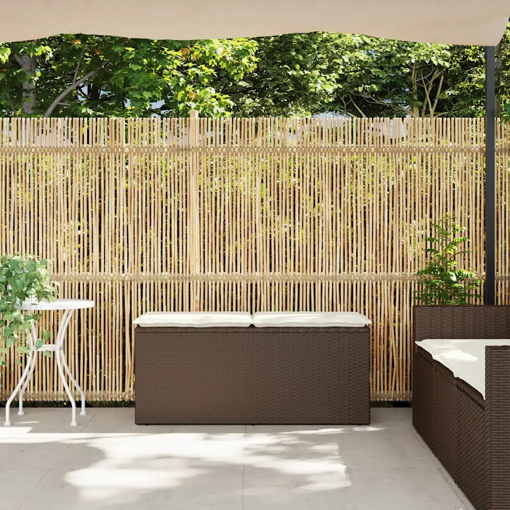 Panca da Giardino con Cuscino Marrone 110x40x44cm in Polyrattan