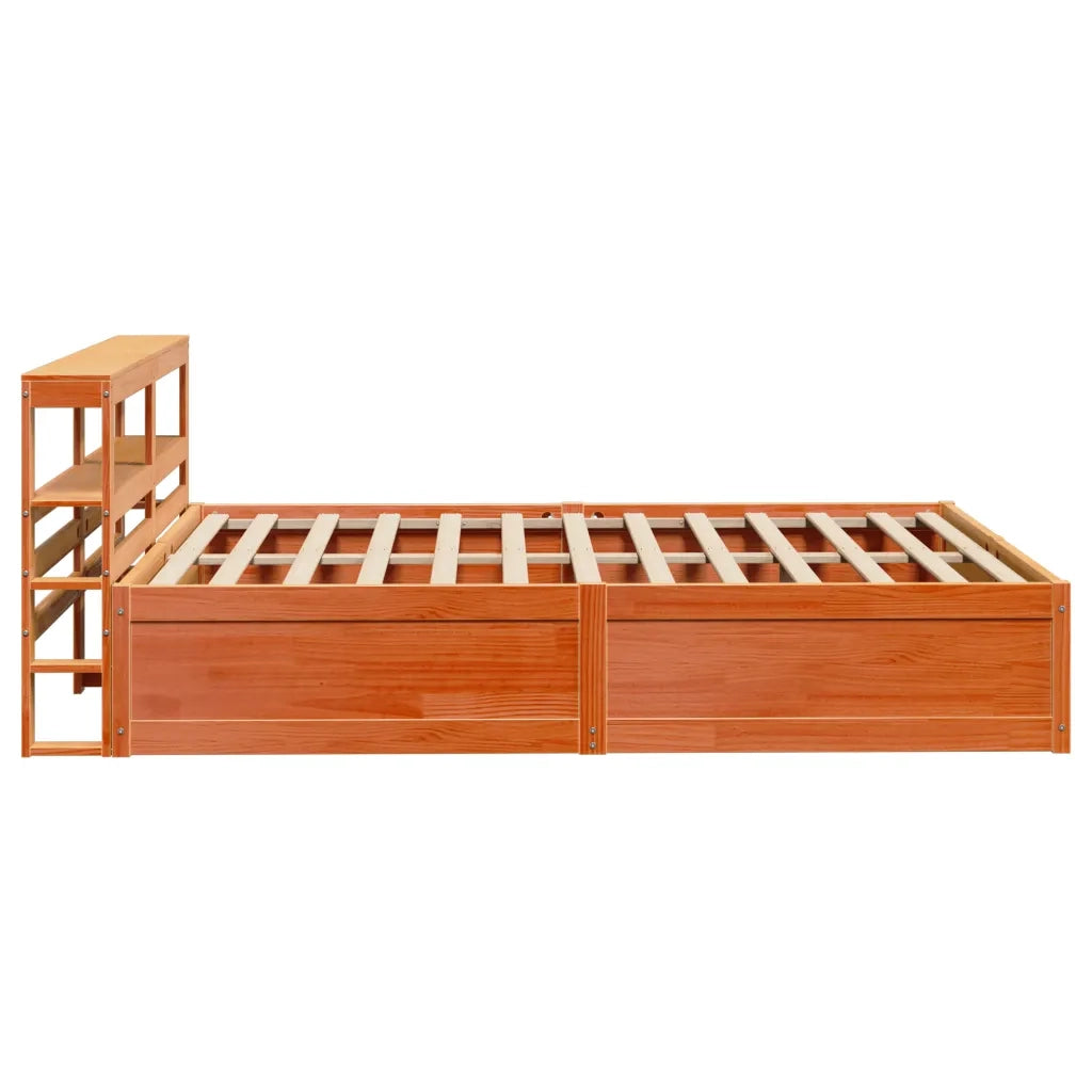Giroletto con Testiera-Struttura Letto con testiera Marrone Cera 120x200 cm Massello Pino 186567