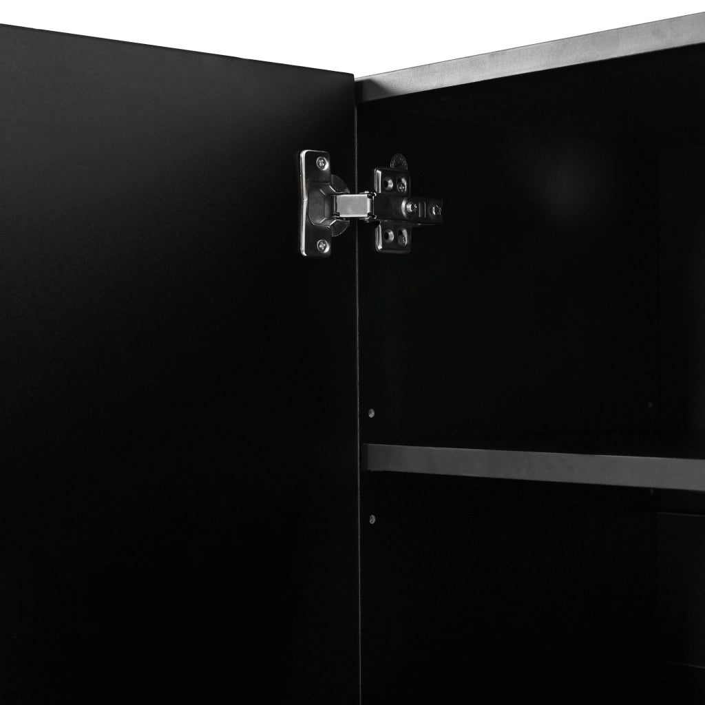 Mobile contenitore a 3 ante con ripiani regolabili in MDF e pannello truciolare nero 120 × 35.5 × 80 cm