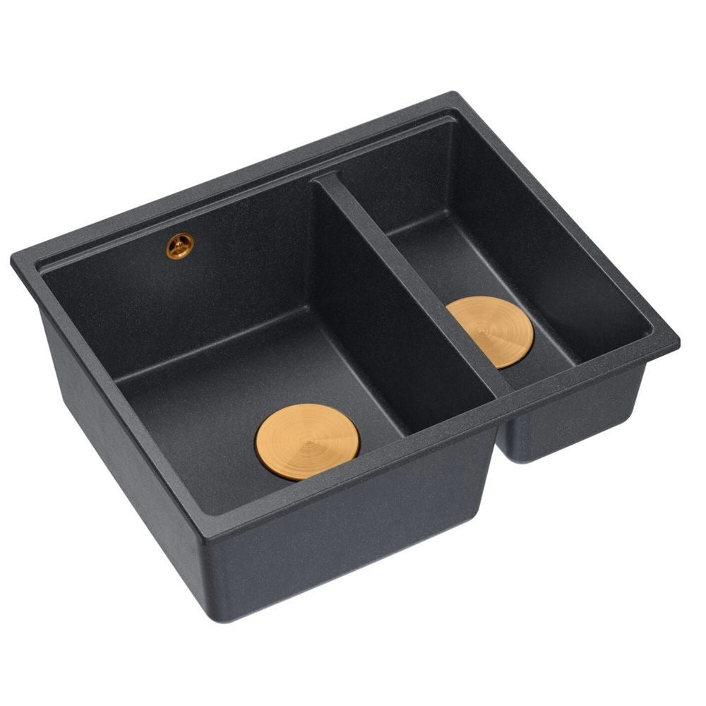Lavello In Granito Logan 150 Black Metallic Tappo acciaio