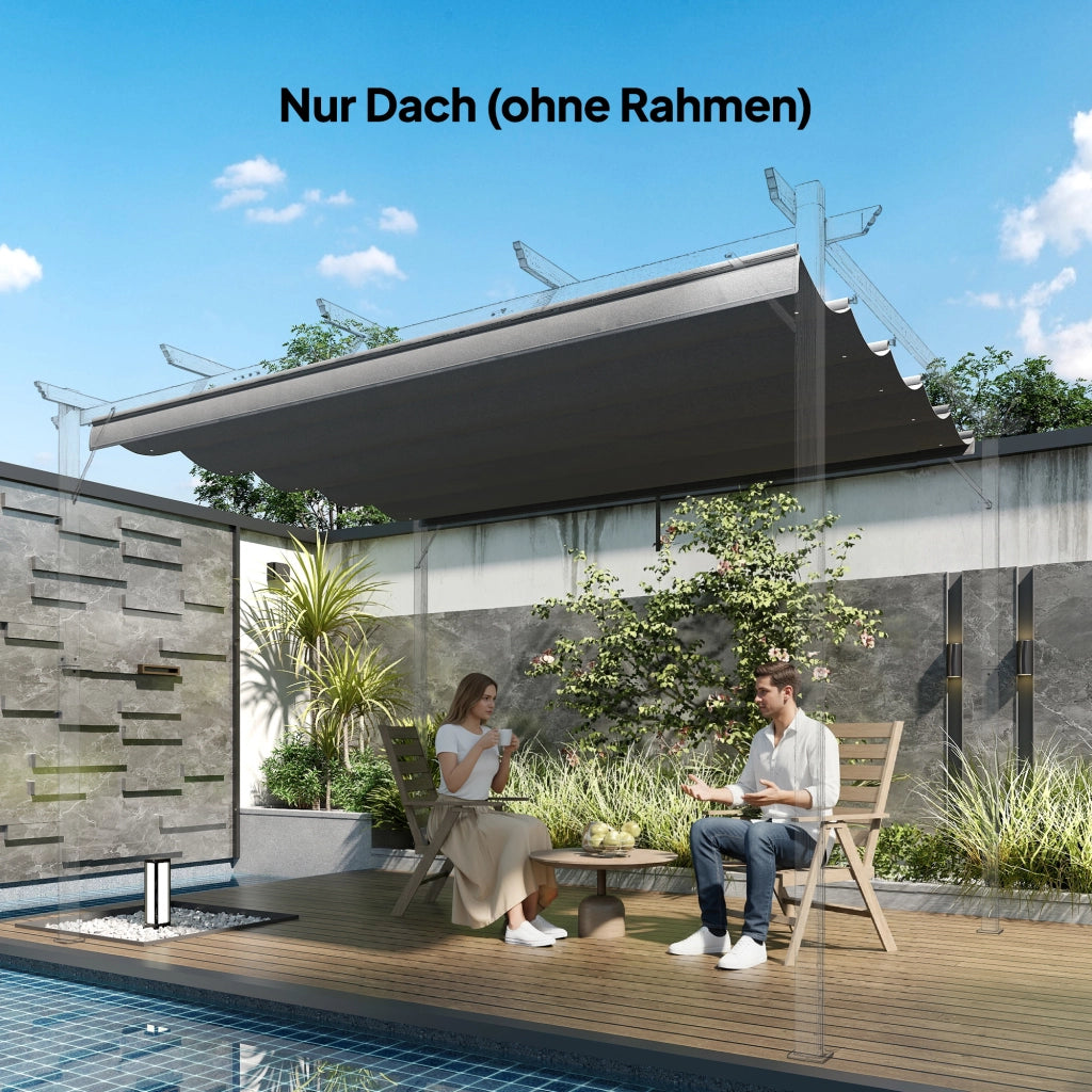 Tetto retrattile per pergola 4x3 m ¨C Minimal ¨C Poliestere grigio chiaro