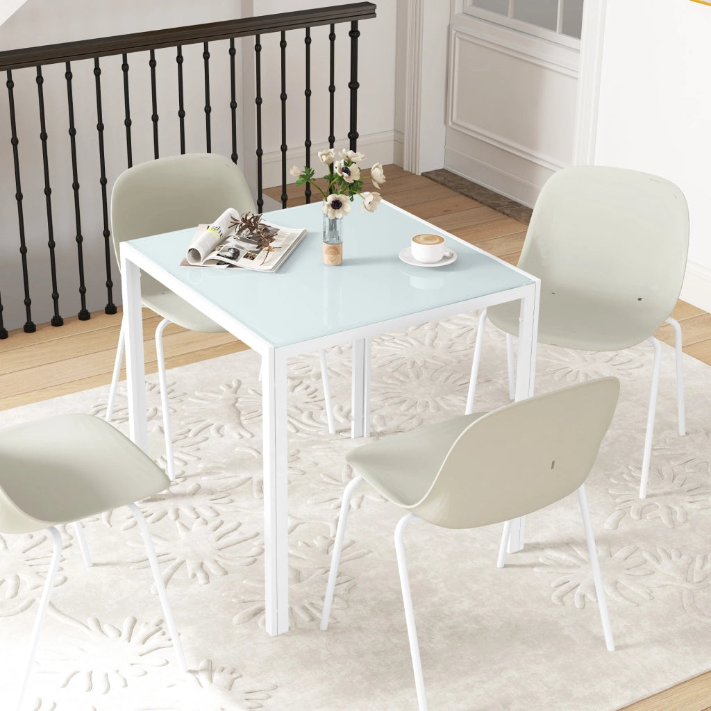Tavolo da pranzo quadrato per 4 persone ¨C zephmum ¨C vetro temperato bianco 75x75x75 cm