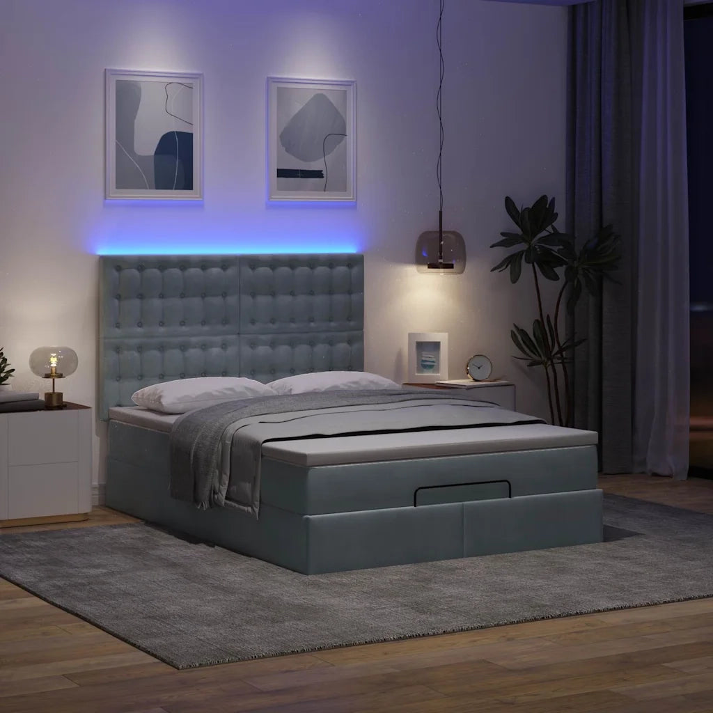 vidaXL Struttura Letto Pouf con Materassi 140x200 cm in Velluto