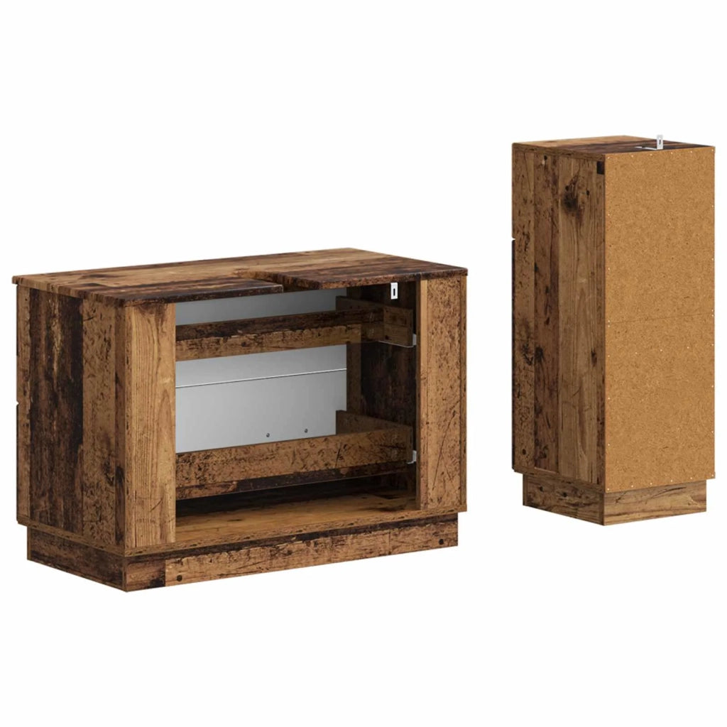 Set di Armadi da Bagno da 2 Pezzi HOORN Legno antico 3417718