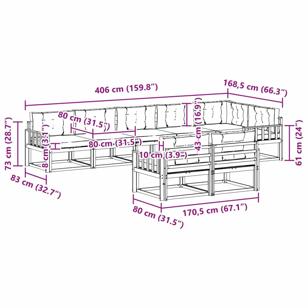 Set di divani da esterno 6 pz Bianco e Grigio Chiaro Poliestere 3386615