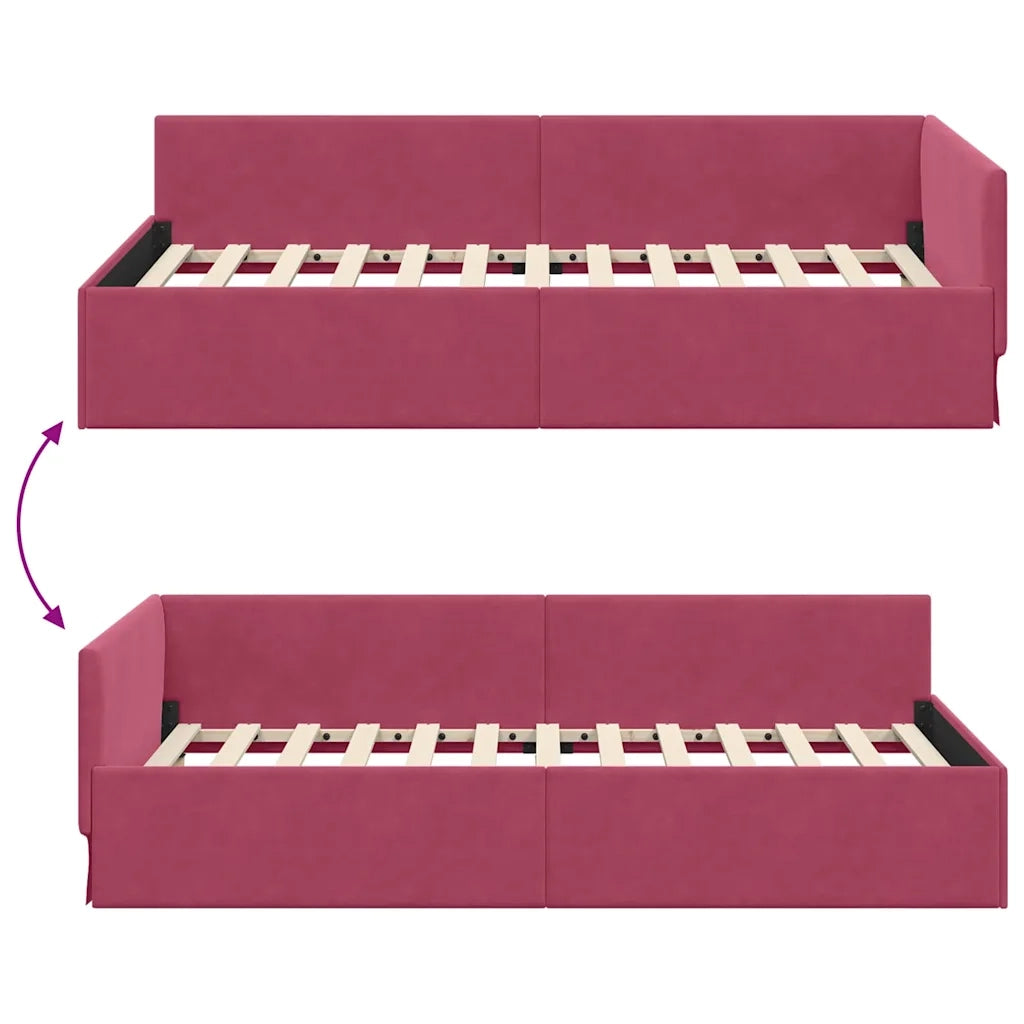 vidaXL Cornice del letto ad angolo Altro Rosso vino 100 x 200 cm