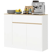 Credenza con 2 ante; 1 cassetto e 3 ripiani regolabili per cucina e sala da pranzo; 105×30×81.5 cm; bianco