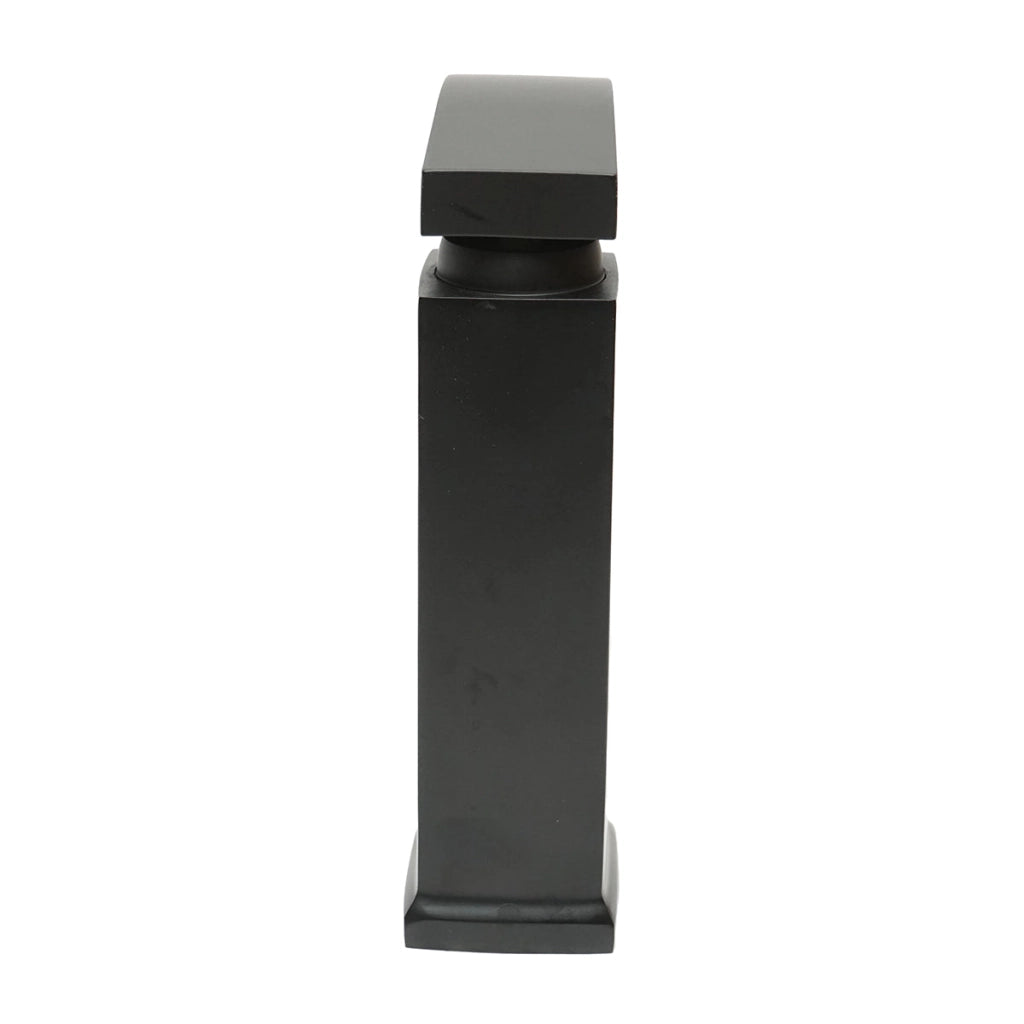 Miscelatore lavabo a cascata, monocomando, finitura nero opaco, lega di zinco, accessori inclusi
