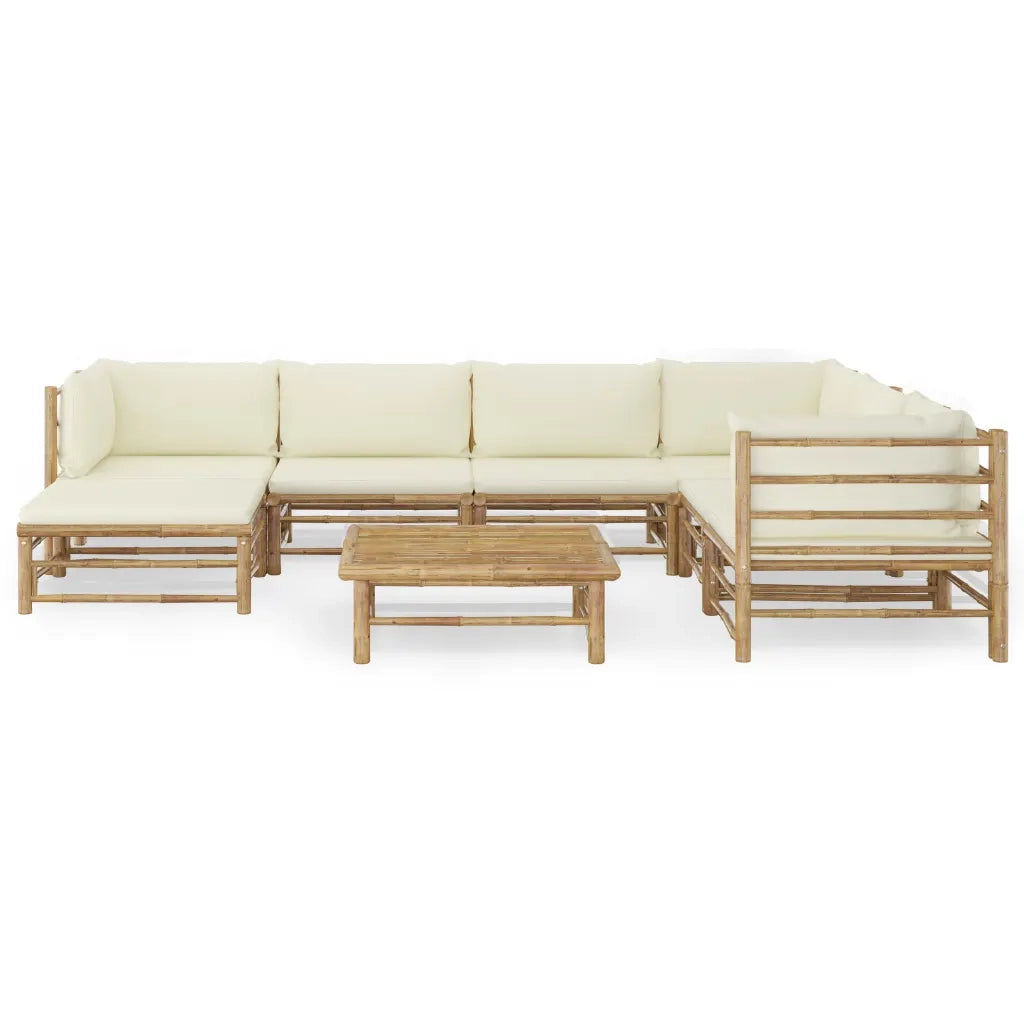 Set Divani da Giardino 8 pz con Cuscini Bianco Crema in BambÃ¹ cod mxl 39995