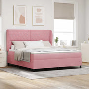 Letto a molle con materasso Rosa 200 x 180 cm Velluto 3340891
