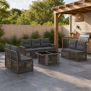 Set Divano da Giardino 8 pz Grigio e Grigio Scuro polyrattan 3436775