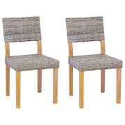 Sedia da pranzo 2 pz | Sedie da cucina Rattan Kubu Grigio Kubu 46 x 55 x 84 cm