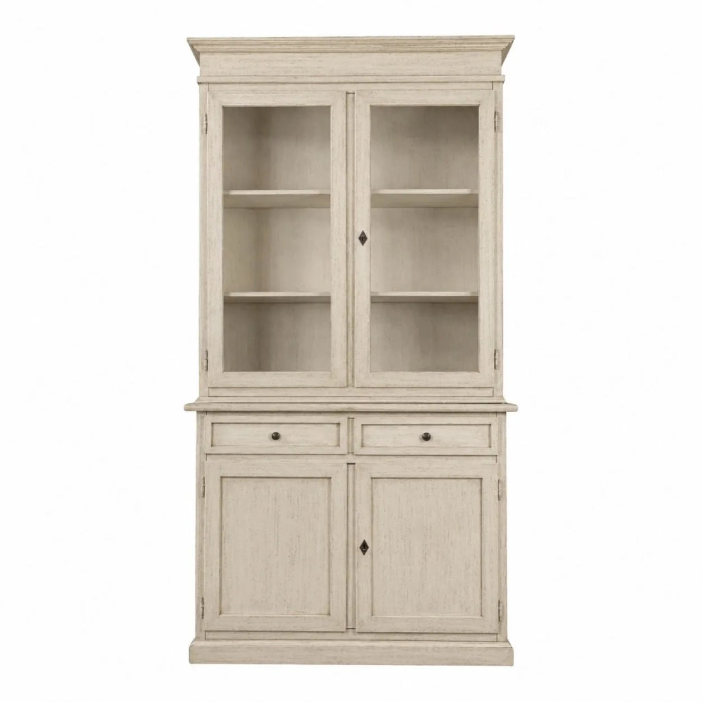 Cristalliera 2 porte legno shabby bianco invecchiato 105x42x206 - Mobili 2G
