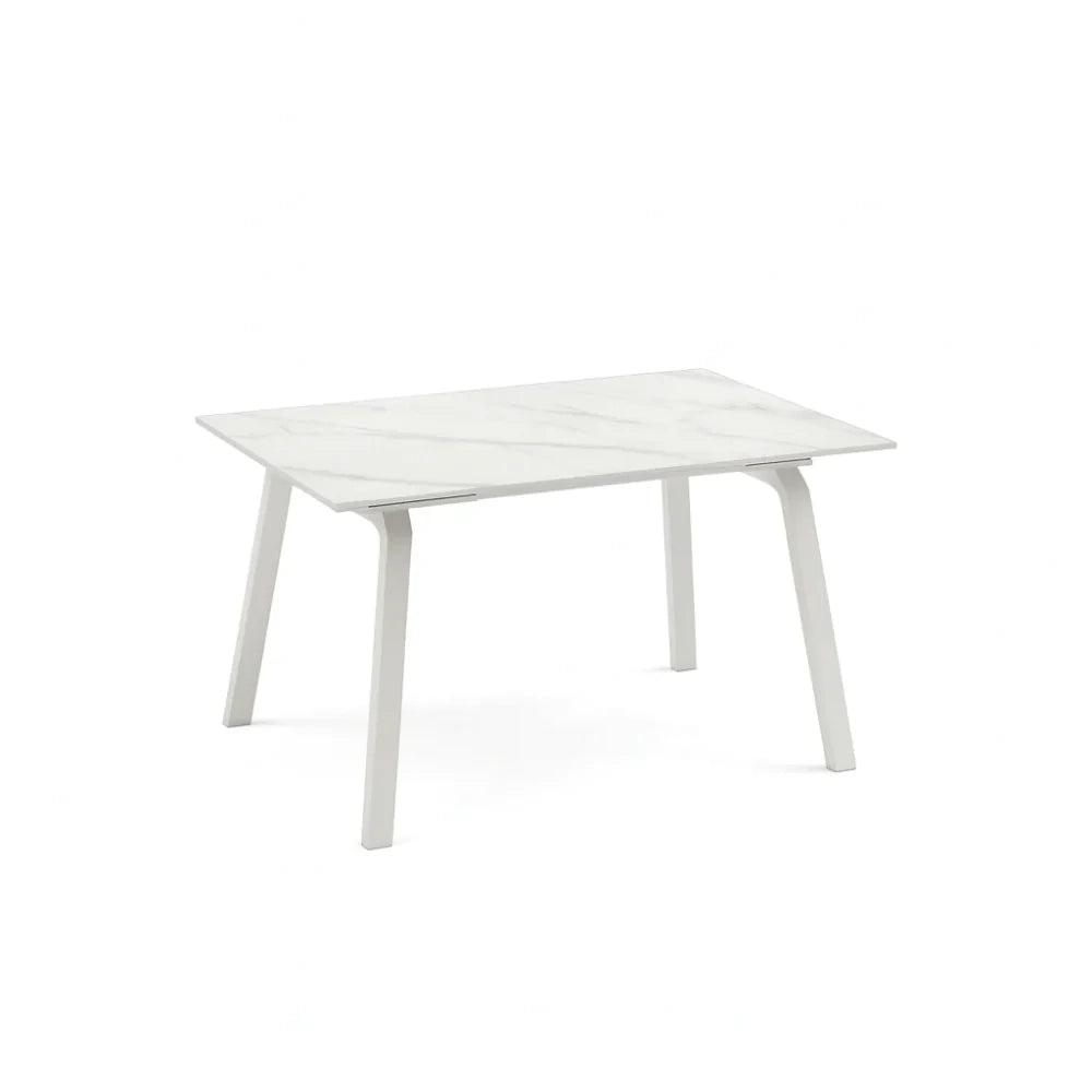 Tavolo da pranzo allungabile in ceramica effetto marmo bianco Cosmo 140-200x80 cm fino a 8 posti | Duzzle