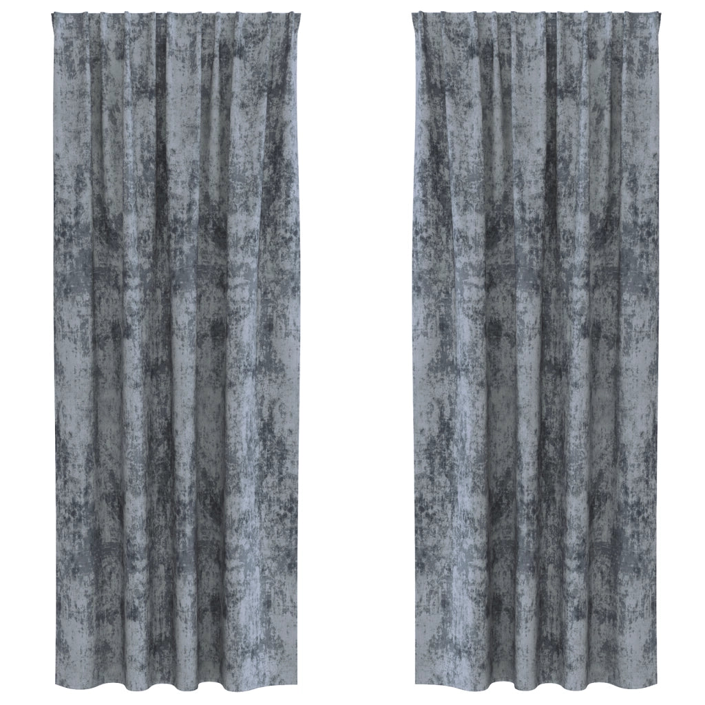 Tende in Velluto 2 pz con Occhielli Grigio Argento 225x140 cm