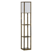 Libreria con Lampada da Terra 3 Ripiani ¨C Zephmum ¨C Legno Marrone 26x26x160 cm