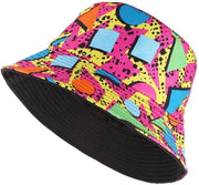Cappello a Sacchetto Retro 80s - Omkeerbaar - Portatile - Multicolore - Poliestere - Altezza della Cintura 58 cm - Cappello a Sacchetto