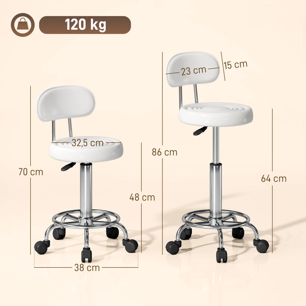 Sedia da ufficio girevole con schienale e ruote regolabile ¨C zephmum ¨C 32x40x70-86cm bianco