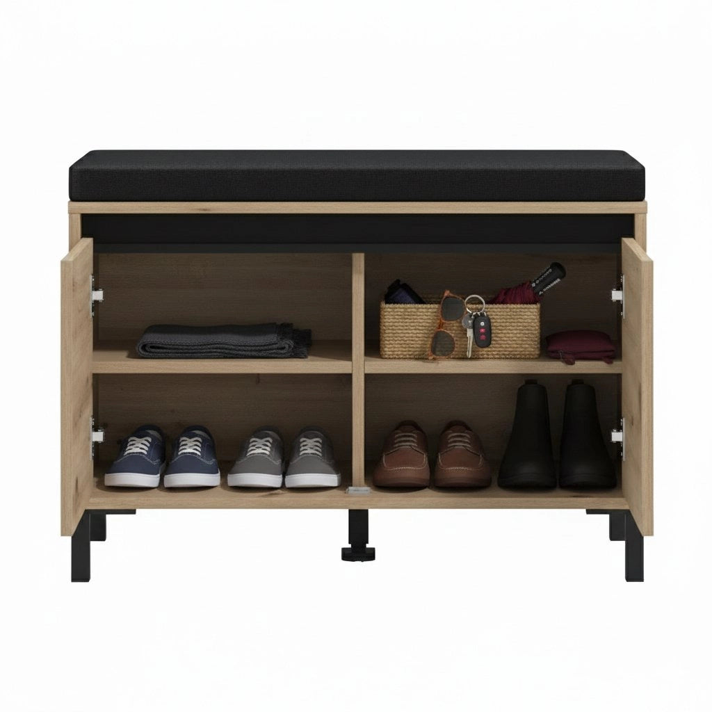 Varmo, Mobile da Ingresso un Ripiano, 80x40x57h cm Marrone Rovere Nodi