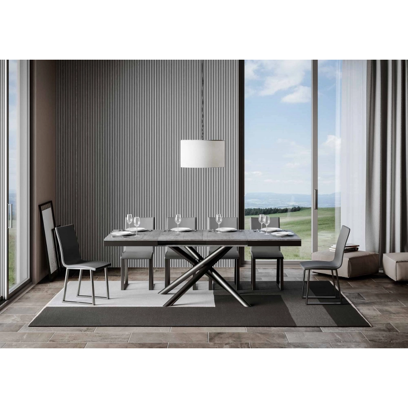 Tavolo allungabile 90x120/224 cm Famas Evolution telaio Antracite - Cemento