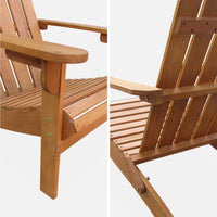 Poltrona da giardino in legno, set di 2, marrone naturale
